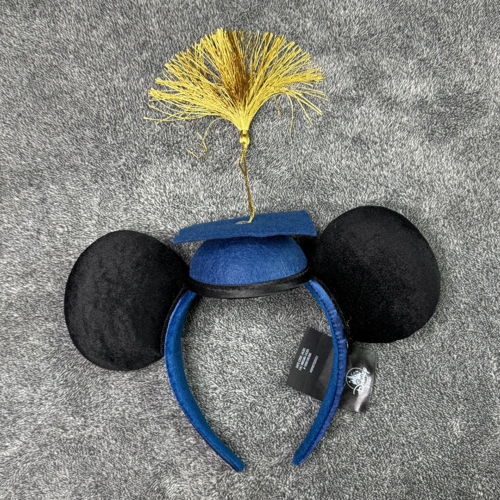Disney Parks Mickey Mouse Graduation Ear Headband Blue Mortarboard Gold Tassel